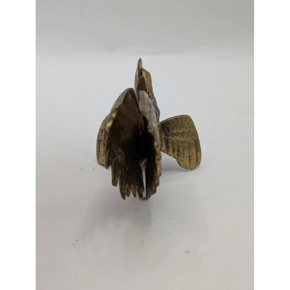 Vintage Brass Rooster Figurine Miniature Fighting Farmhouse Decor 3 Inch